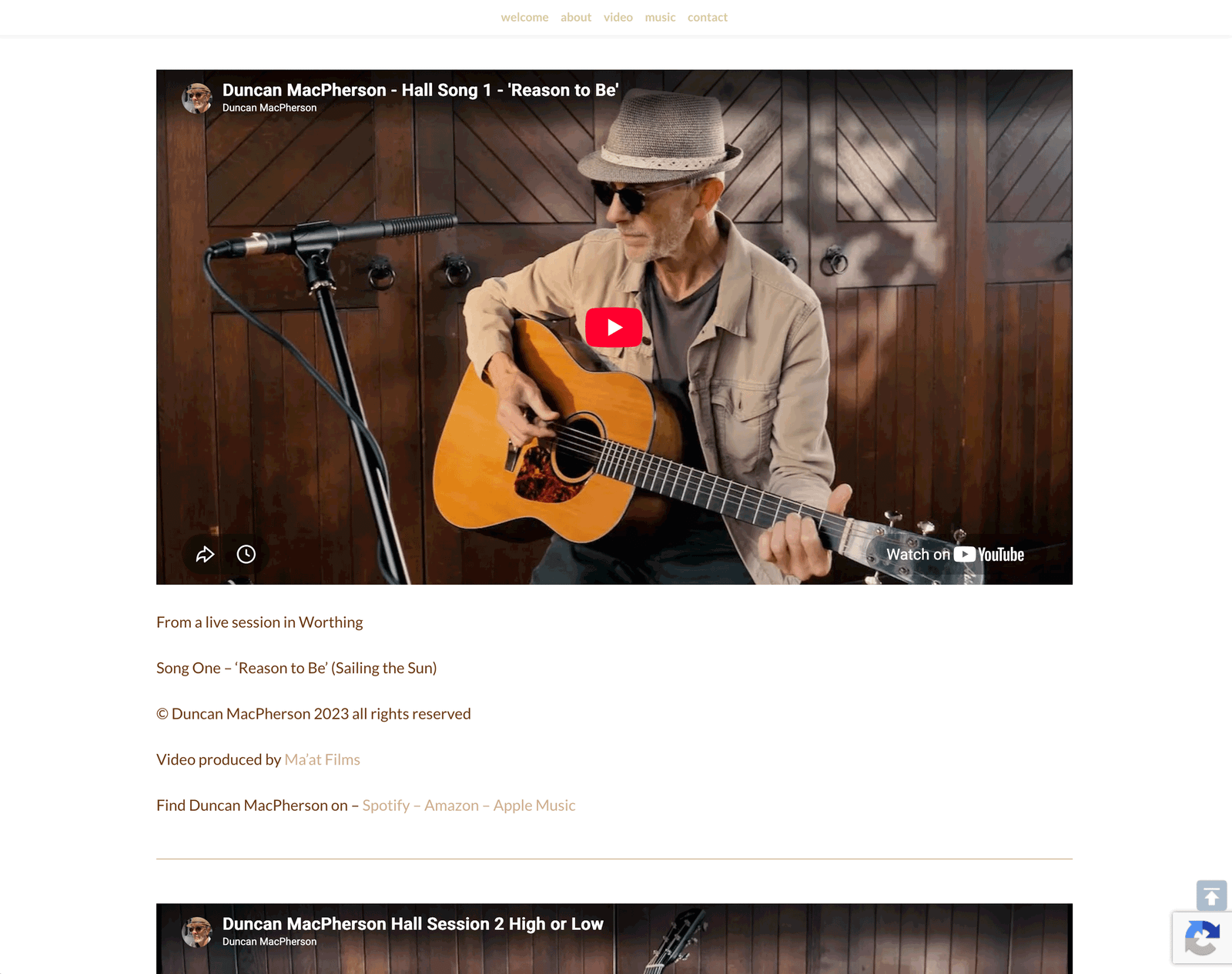 Duncan MacPherson Website screenshot